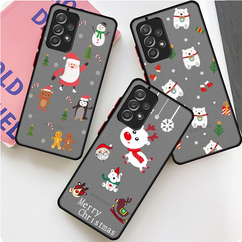 Cute Cartoon Doll Christmas Matte Case For Samsung Galaxy A52 A12 A51 A32 A21s A71 A32 5G A12 A22 A53 A70 A50 Hard Phone Shell