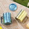 Outdoor Camping Pure Titanium Coffee Mug,With lid Double-layer Multicolored Handle Breakfast Mule Beer 350 ml Juice Cup,Tumbler