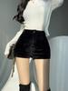 Svarte Shorts Dame Høst Vinter Høy Midje Mote Tettsittende Sexy Stretch Y2k Kordfløyel Kvinne Casual Bukser