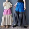 DIMANAF 2025 Spring Summer Plus Size Women New Skirts Vintage Elastic Pleated Elegant Long Skirts High Waist