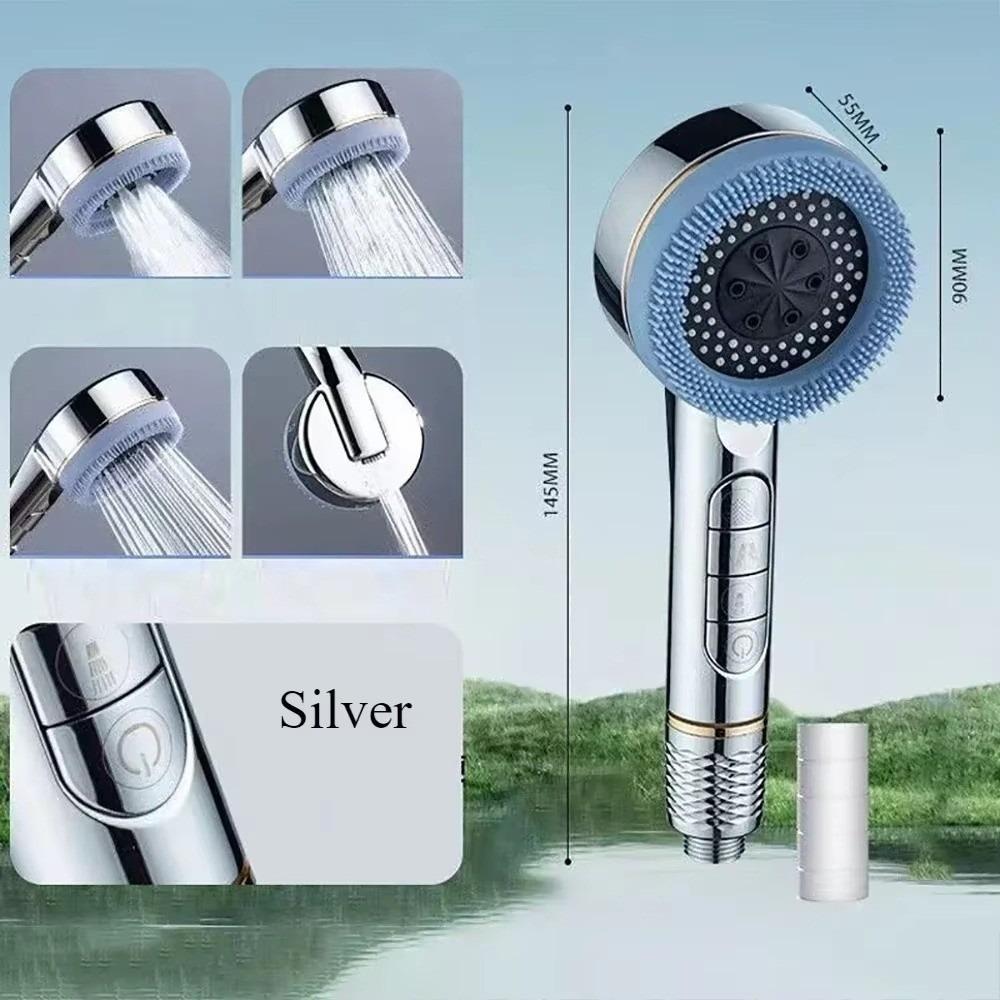 With Filter Shower Head One-Key Stop Water Massage Shower Head Rainfall  Bathroom Accessories