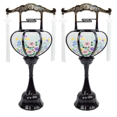 Urushi Product [Cordless LED] Bon Festival Lanterns, Pair, Mini, Extra Small, Compact, Plastic, Black