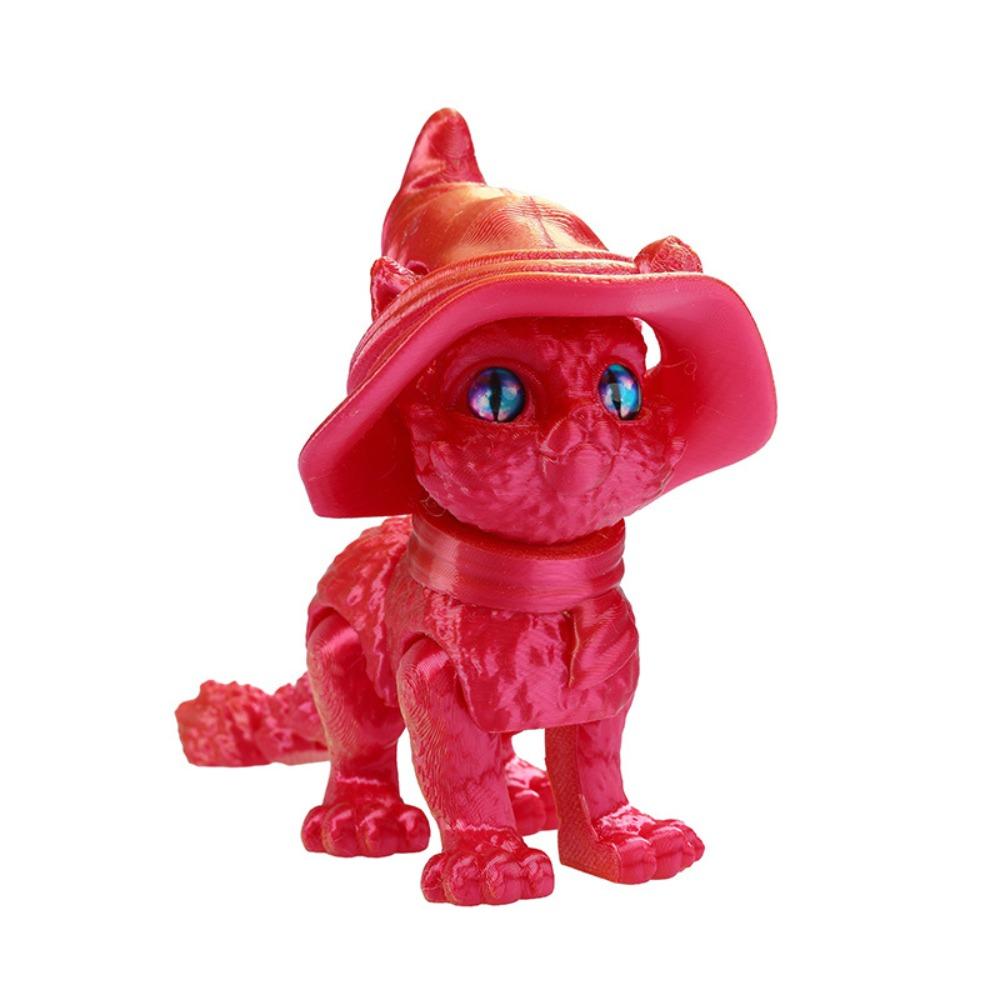 Plastic Material 3D Printed Cat Model Realistic Design Cute Cat Figure  Desktop Display
