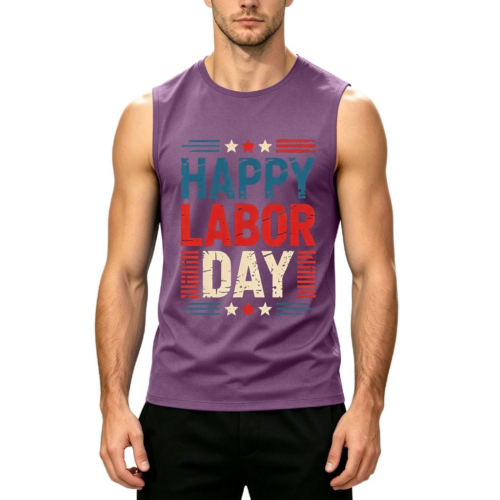 Men's Sleeveless Casual Tank Top Labor Day Graphic Print Muscle Shirt Lightweight Summer Workout Tee