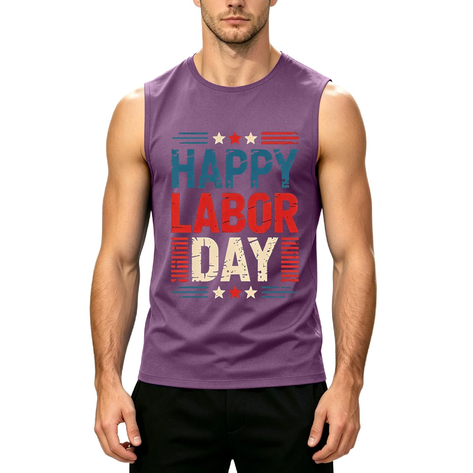 

Men s Sleeveless Casual Tank Top Labor Day Graphic Print Muscle Shirt Lightweight Summer Workout Tee XXXXXL