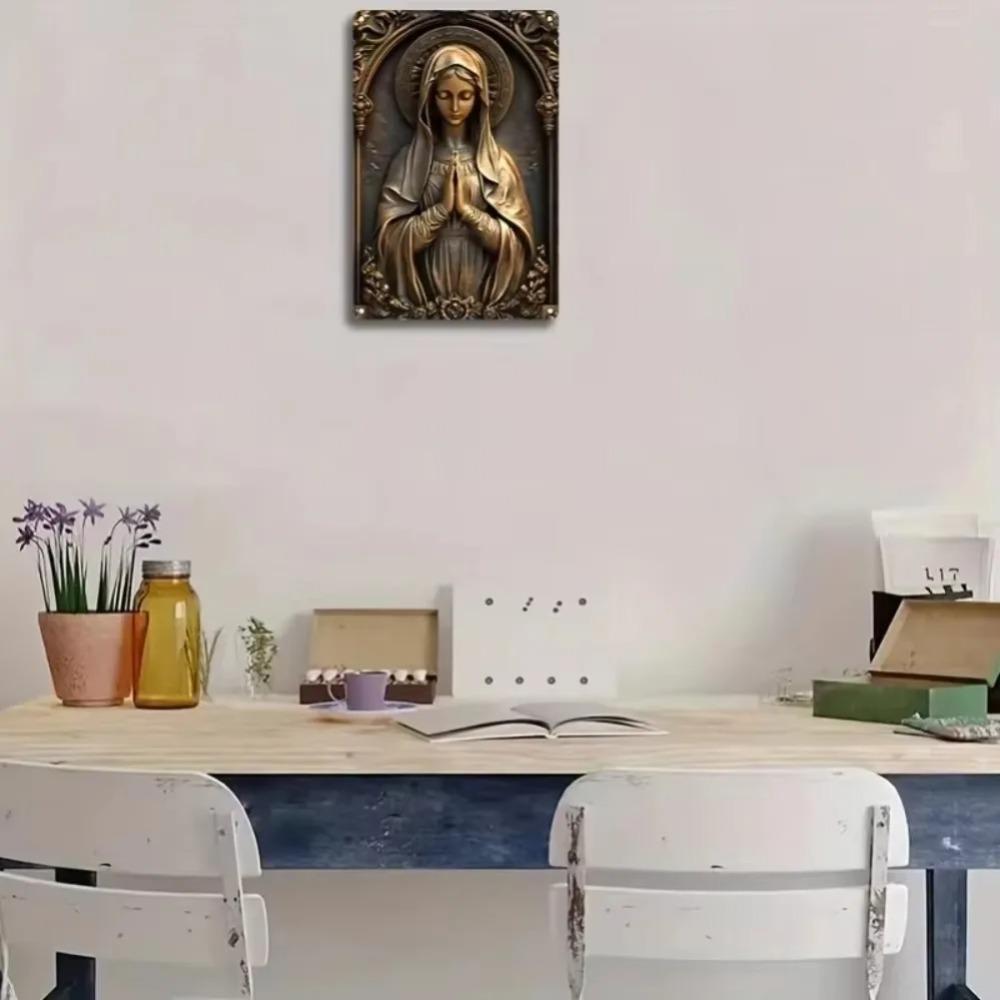 SacredAura's Bronze Virgin Mary Square Sign - Breathtaking Spiritual Decor for Bars, Restaurants & Homes