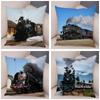 Pillowcase Vintage Style Steam Train  Decor Retro Colorful Car Cushion Cover