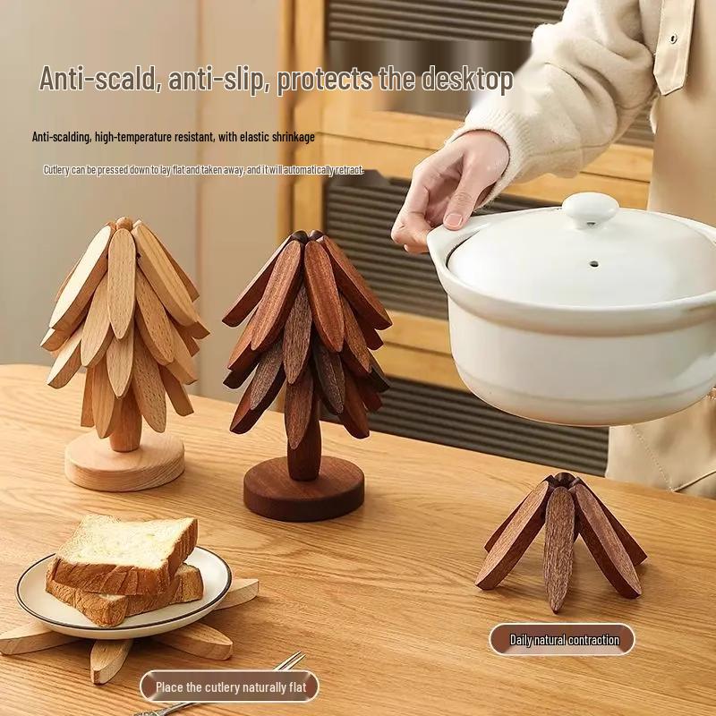 Christmas Tree Bamboo Insulation Pad: Creative Anti-Scald Pot Holder Coaster for Festive Table Decor