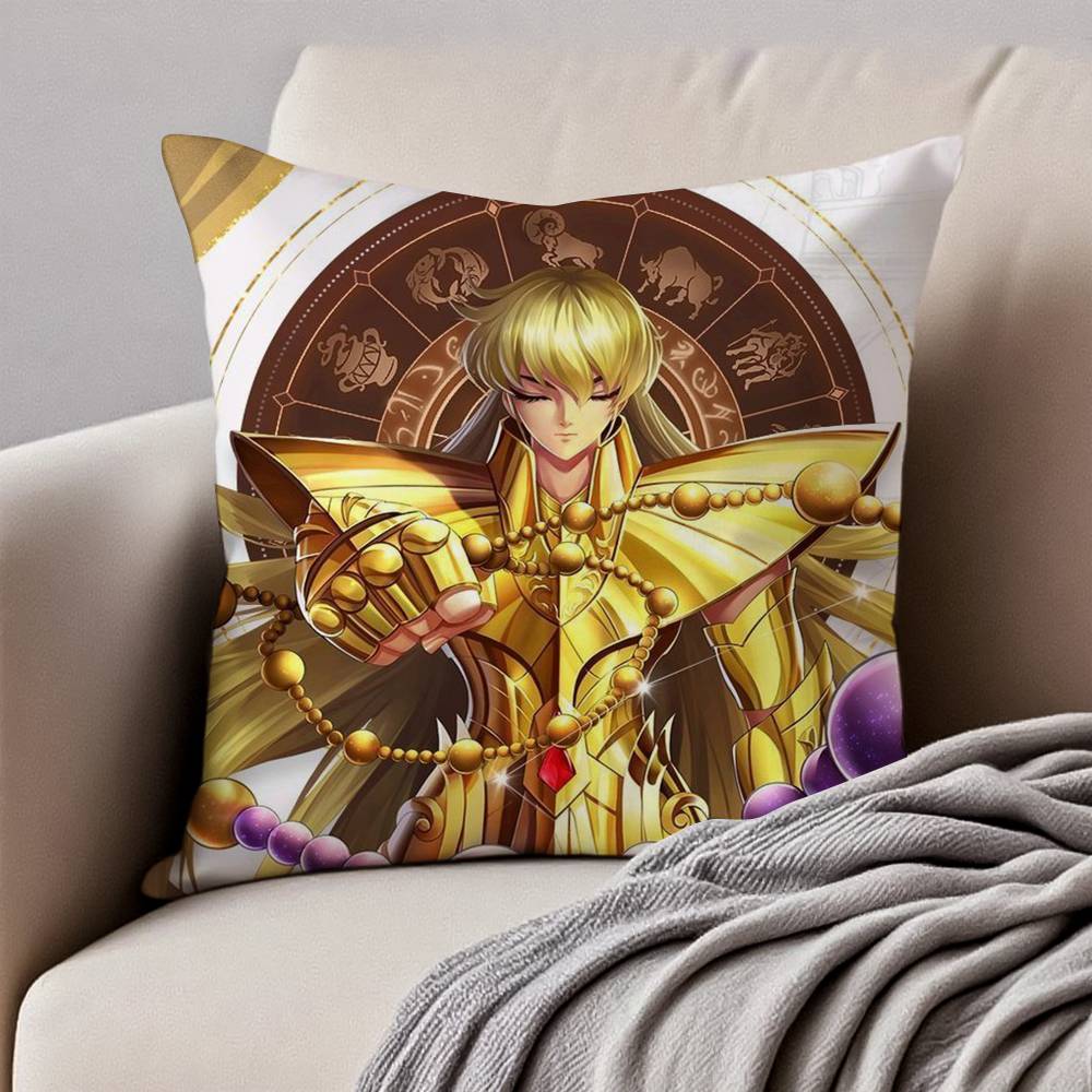 Animation 12 Gold S-Saint S-Seiya Kissenbezug Anti-Hausstaubmilben Kissenbezug Unsichtbarer Reißverschluss Seidig Kurzer Plüsch Sofakissenbezug