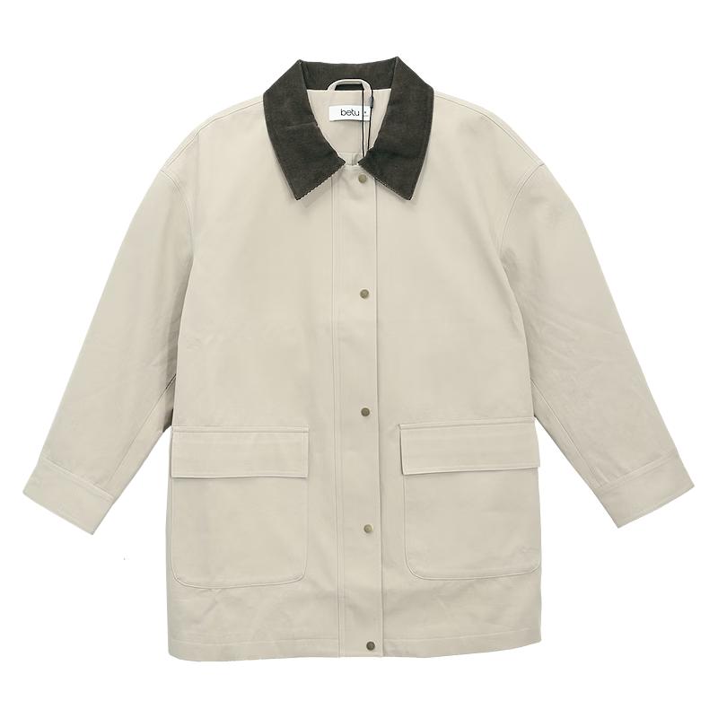 Стильный женский тренч Betu с цветовыми блоками XS