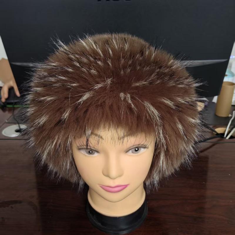 Faux Fox Fur Warm and Fashionable Fishing Mongolian Hat That Makes Your Face Look Smaller. Fur Hat Made of Leather.