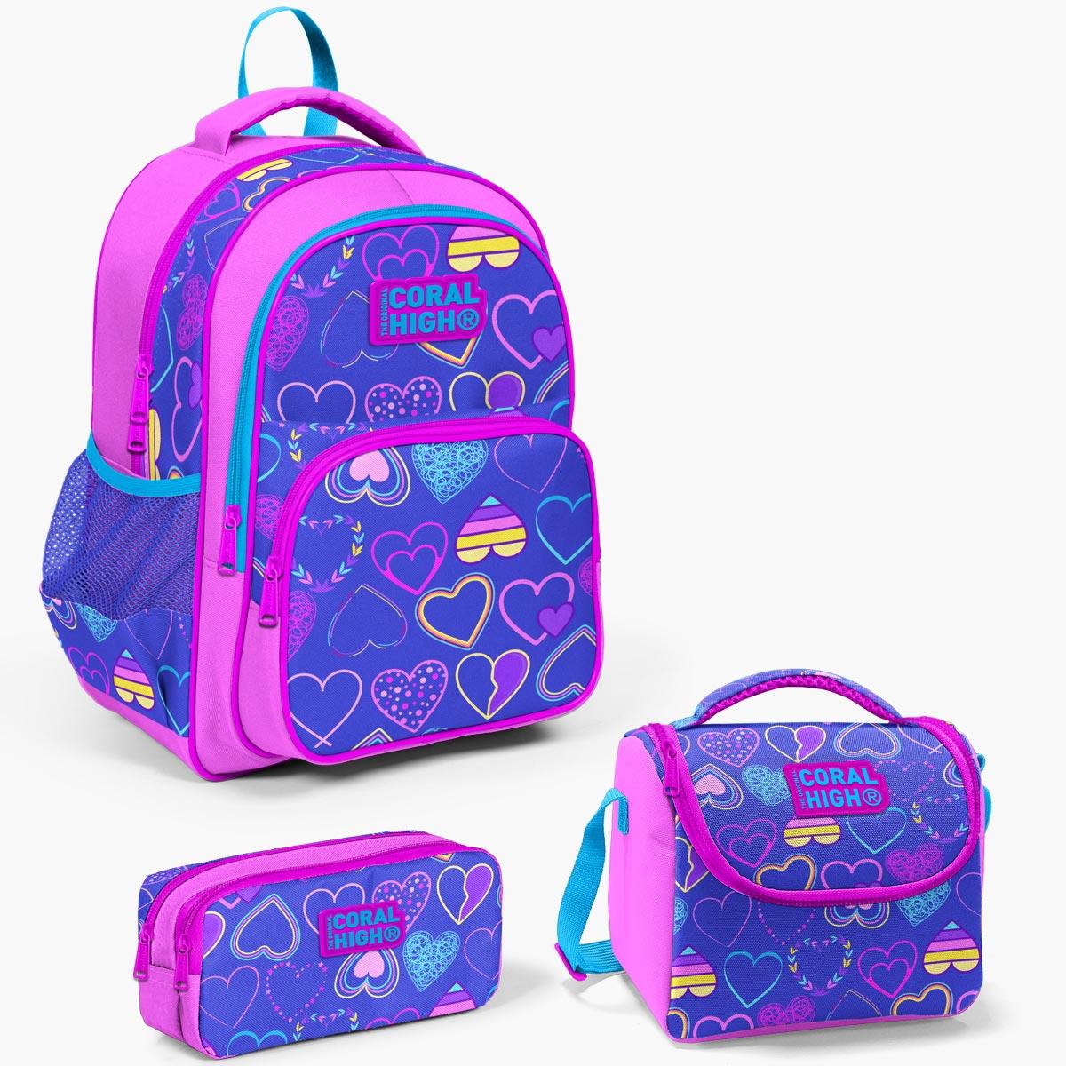 

Coral High Kids Açık Pembe Lavanta Kalp Desenli 3 lü Okul Çanta Seti SET0123401