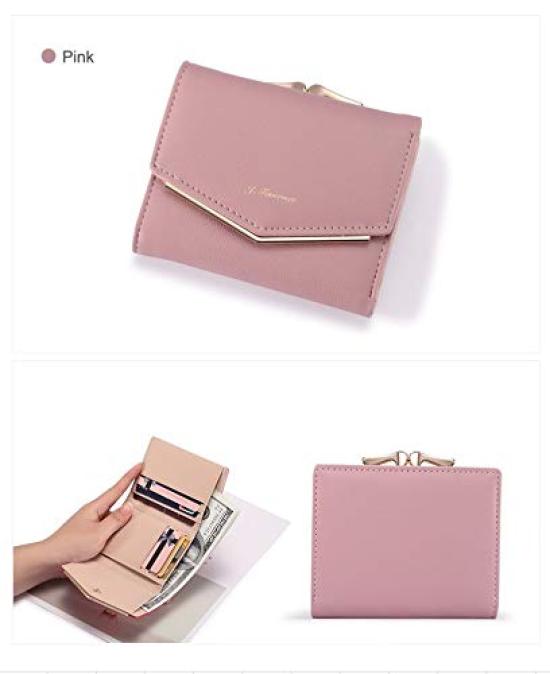 Taverner Faux Leather Clasp Mini Compact J. Women's Wallet, (Pink)