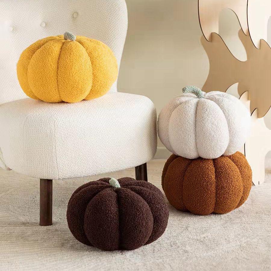 Vintage Colour Pumpkin Shaped Plushie Pillow Nordic Style Room Decor Pillow Plush Dot Point Sofa Living Room Bedside Bed Cushion