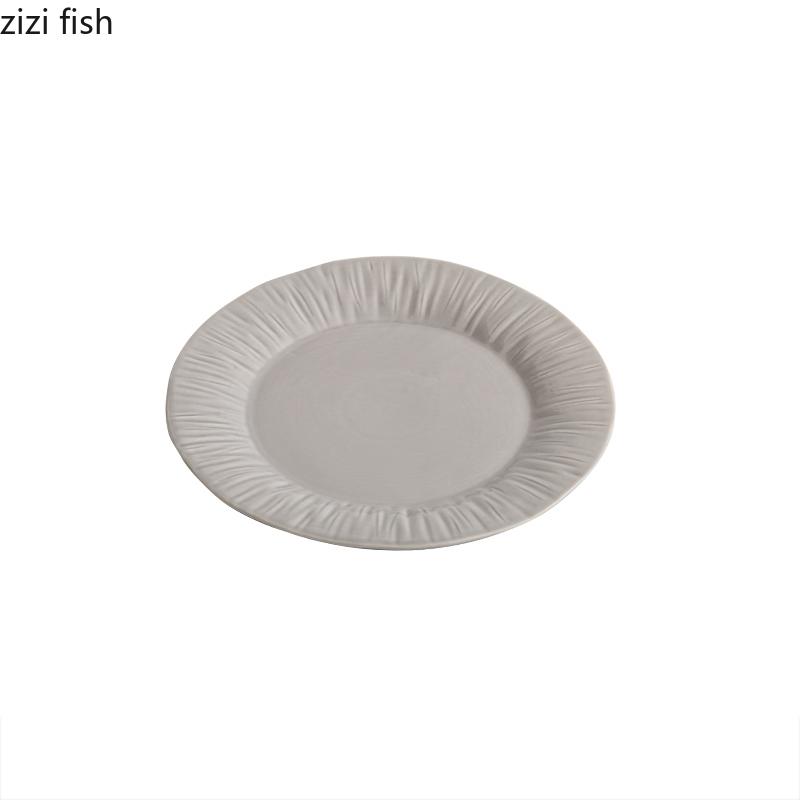 Creative Texture Ceramic Disc Steak Plate Pasta Plate Salad Plate Dessert Plates Snack Plates Restaurant Specialty Tableware
