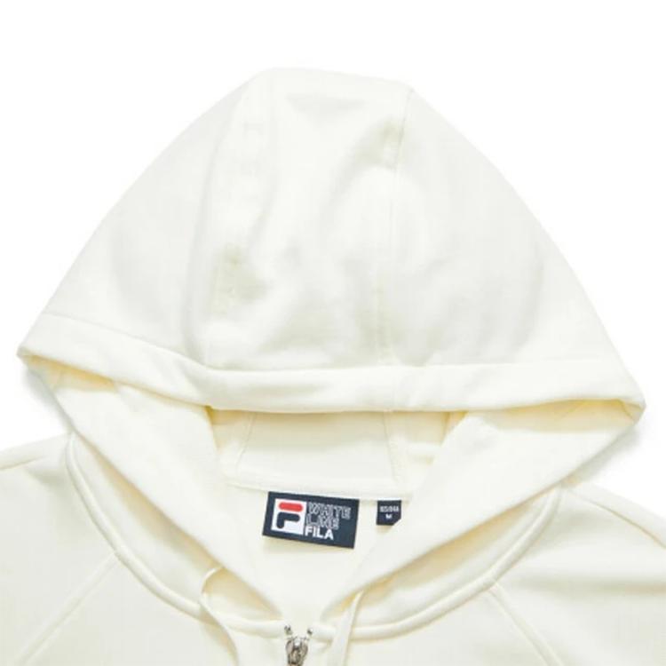 Fila Bear Logo Sports Knit Hoodie Jacket Women Jackets Milk-White F11W138579FIV