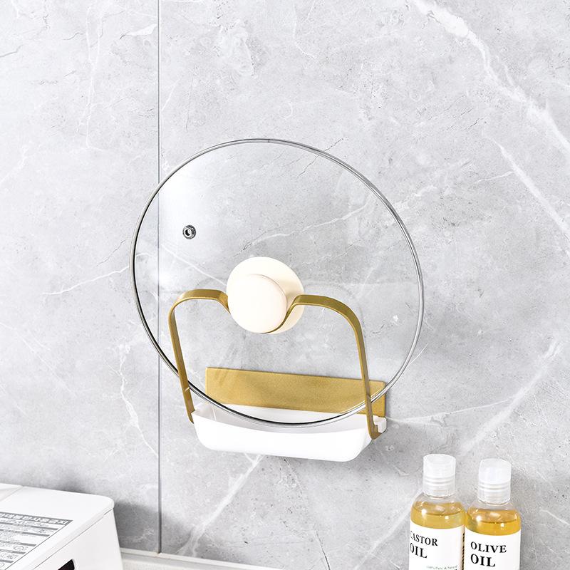 Wall-mounted Pot Lid Rack Without Drilling Holes Cutting Board Storage Stand Draining Pot Lid Placement Device