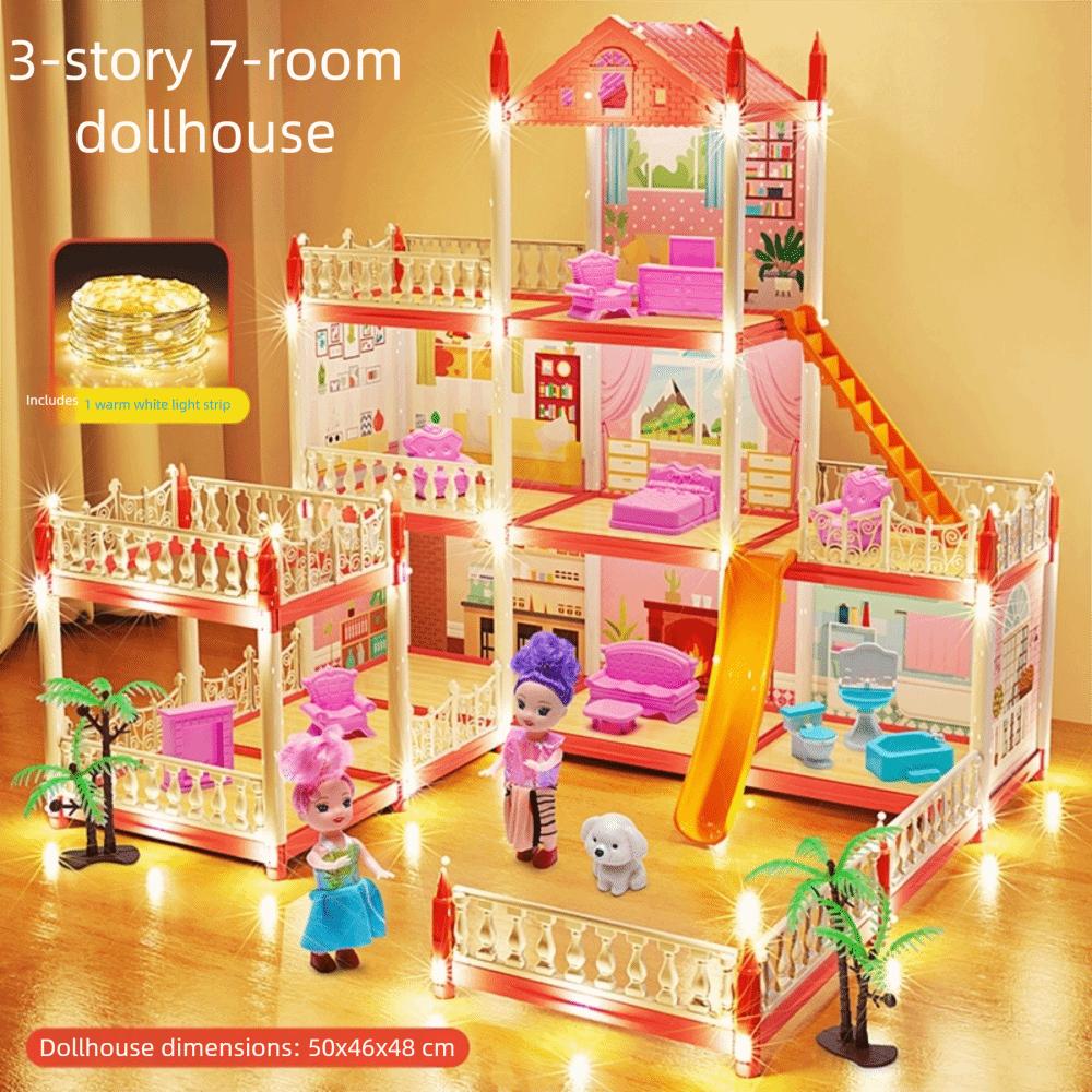 Building Big Villas Villa Princess Castle with LED Light Castle Princess Toys New House DIY Kit