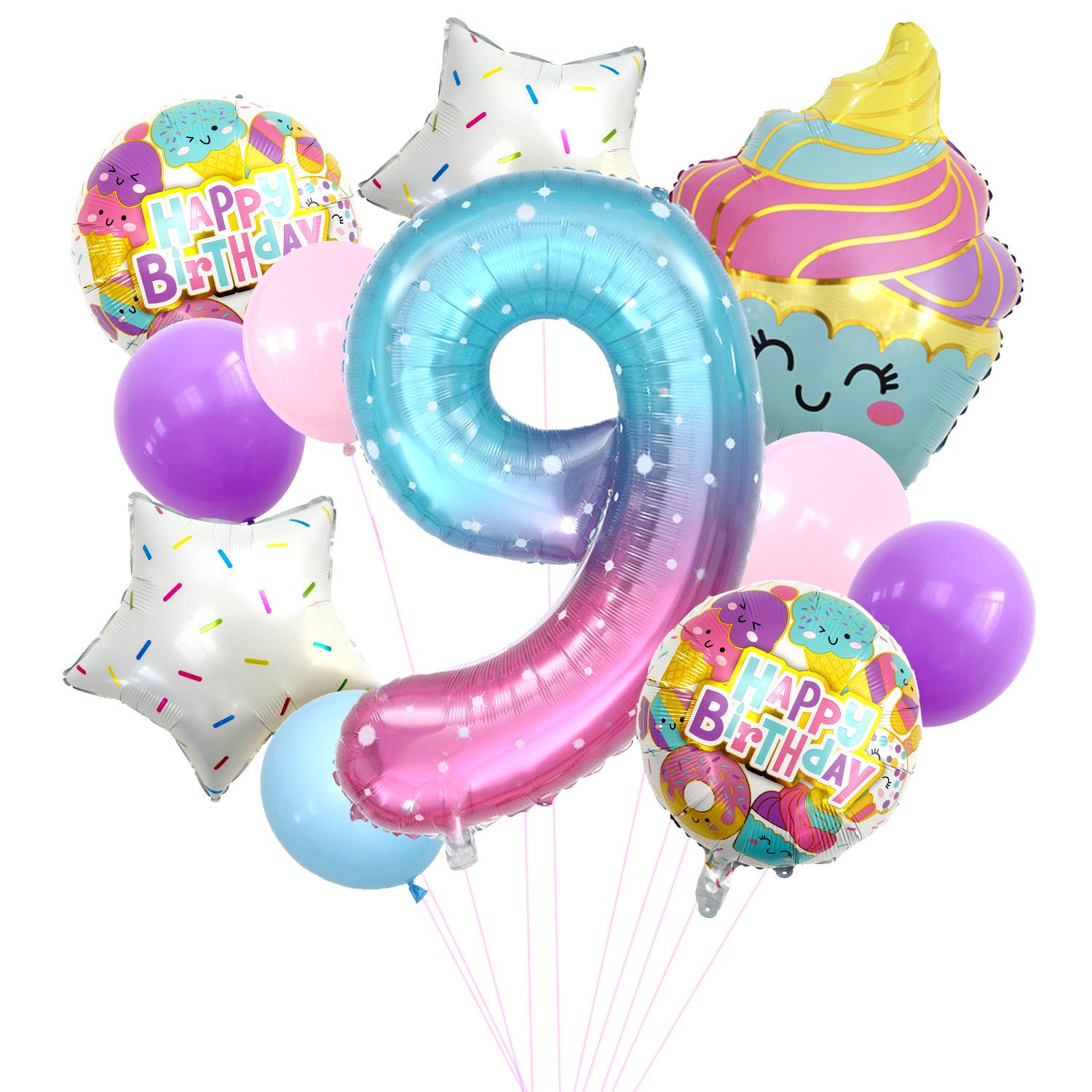 

Summer Ice Cream Aluminum Film Balloon Set 40 Inch Starry Sky Digital Balloon Party Birthday Scene Arrangement 40 inch star digital set 9