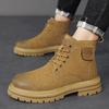 Leather Shoes High Boots Winter Sport Shoes for Men Safety Shoes Round Toe Non-slip Shoes Casual Sneaker Height Increasing