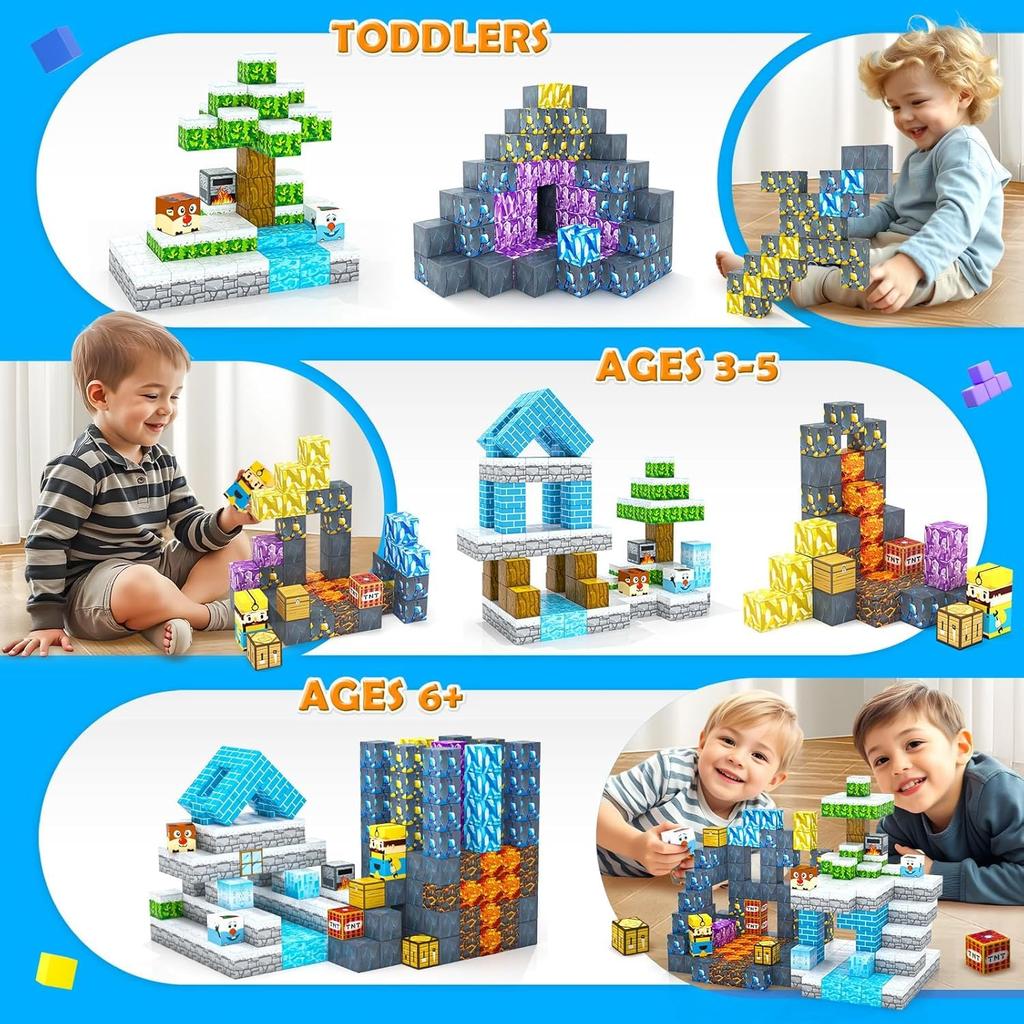 Yolla Loos 150-Piece Magnetic Building BlocksMontessori Toy Set for Boys and Girls Ages 6+