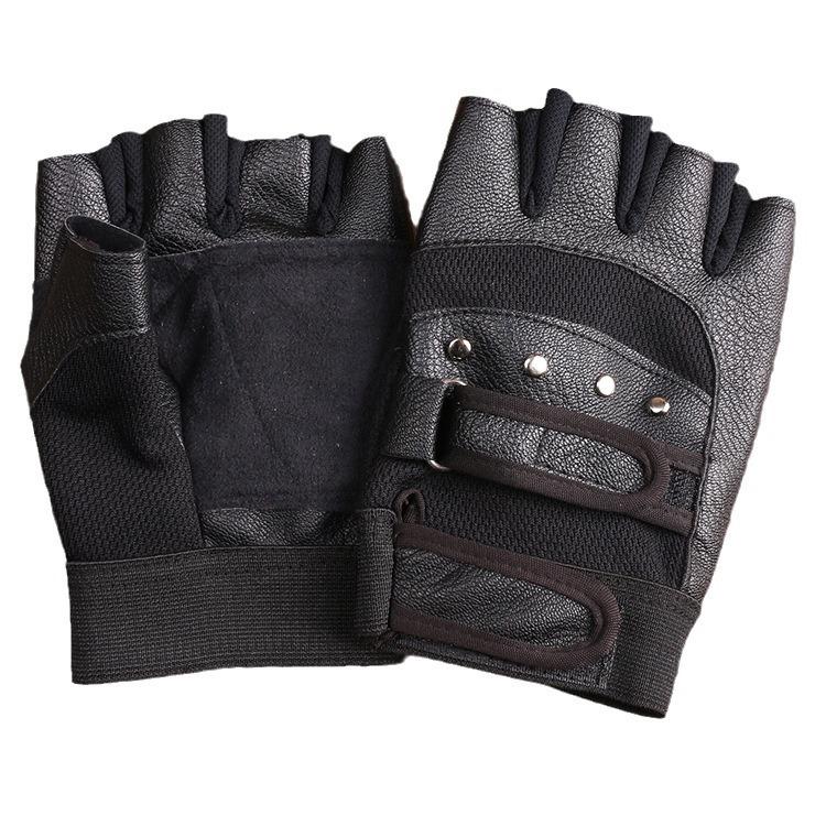 Half Finger Leather Gloves New Men and Women Sports Cycling Mountaineering Outdoor Motorcycle Sunshade Non Slip Fitness PU Gloves