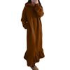 Abito maxi felpa da donna con cappuccio in pile tinta unita vestito estivo ampio autunno inverno volant abito lungo con cappuccio streetwear