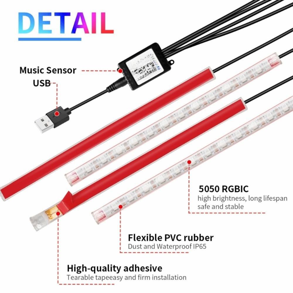 Neon 48 LED Car Interior Ambient Lamp With USB Automotive Interior Decorative Lights