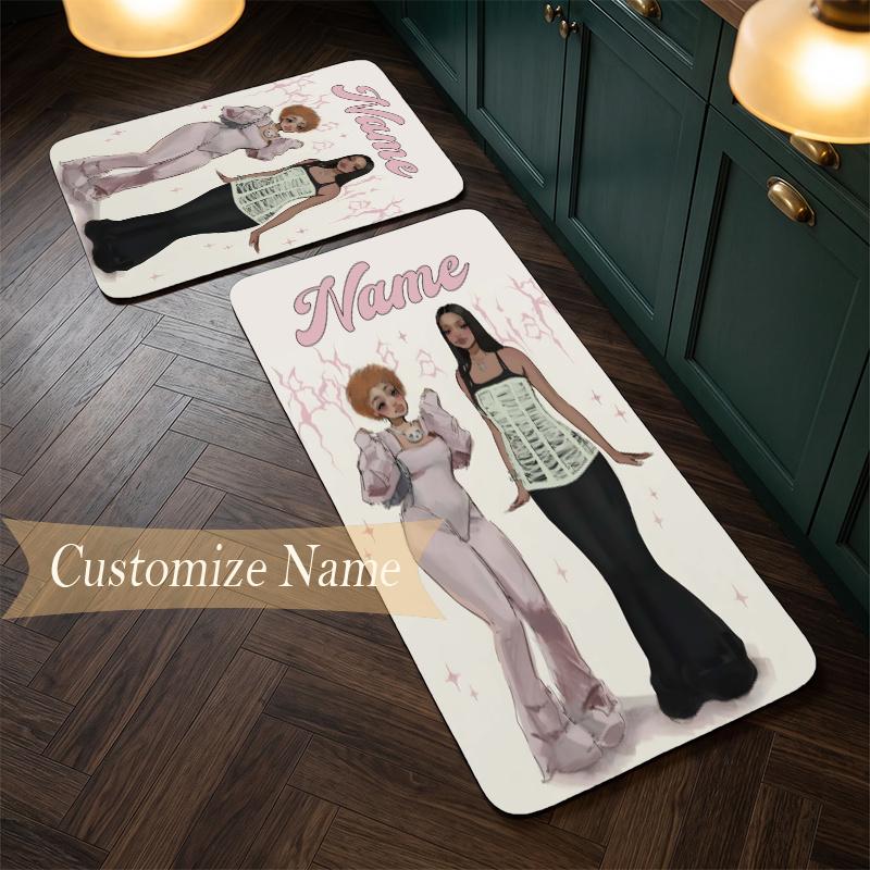 Pinkpantheress (1) Customize Name Flannel Kitchen Mat Soft Non-Slip Kitchen Floor Runner Rug for Home Kitchen Decor