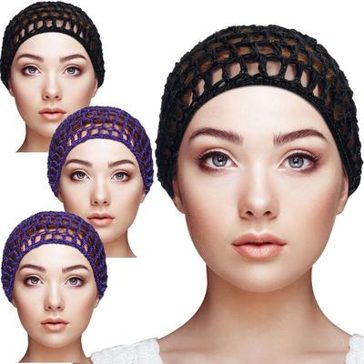 1 peça, Rede de Cabelo de Crochê com Rede de Fio de Renda Lenço de Tricô de Rayon Chapéu Rede de Cabelo Curta Grossa para Mulheres Cobertura de Lenço Ornamento de Dormir