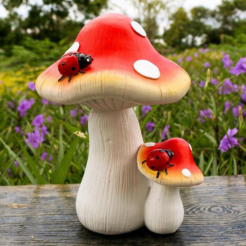 Simulation Garden Mushroom Statue Mushroom Figurines for Home Shelf Lawn