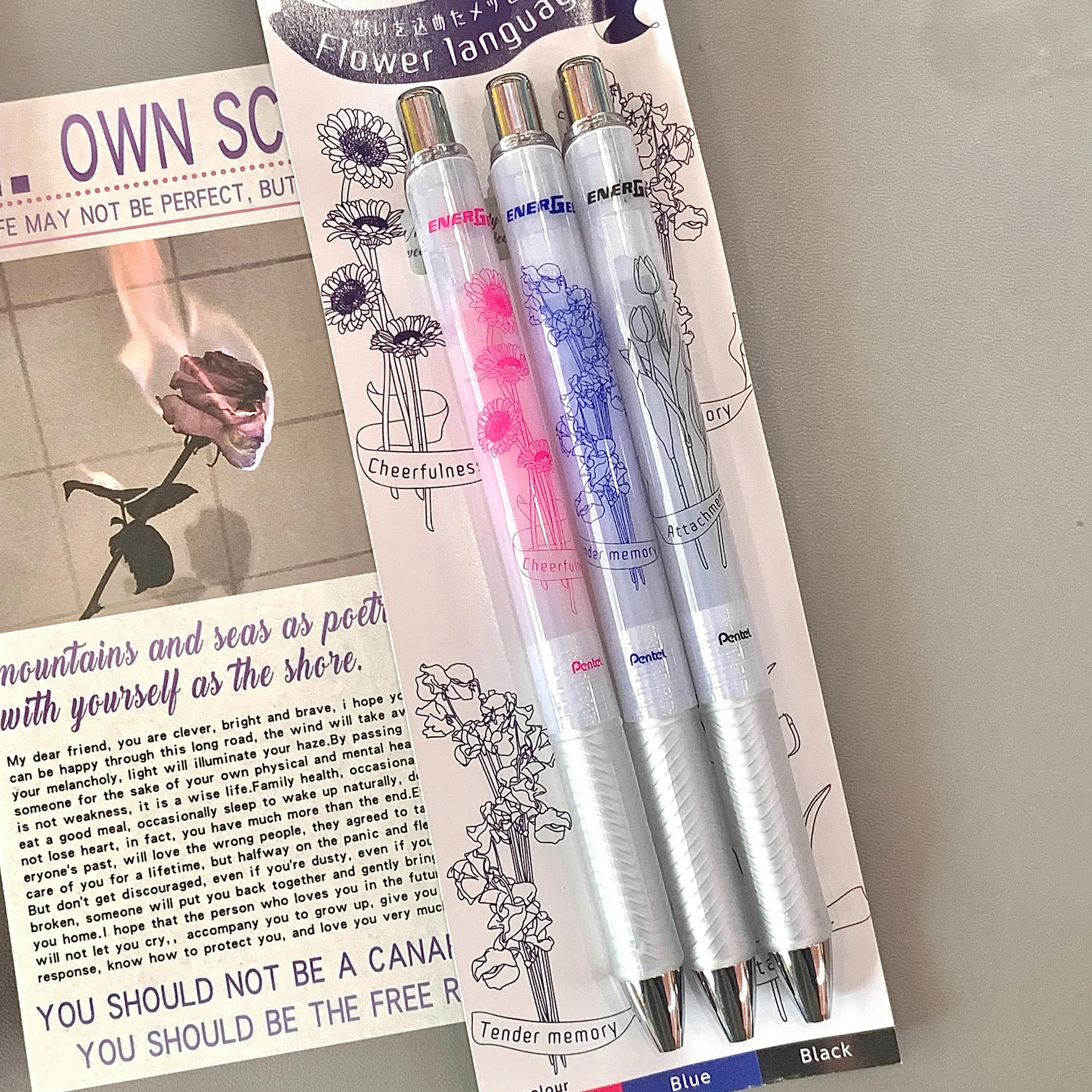 3pcs/set Pentel Energel Flower Language Limited Edition Gel Pen Quick-drying Ink Japanese Stationery School Supplies