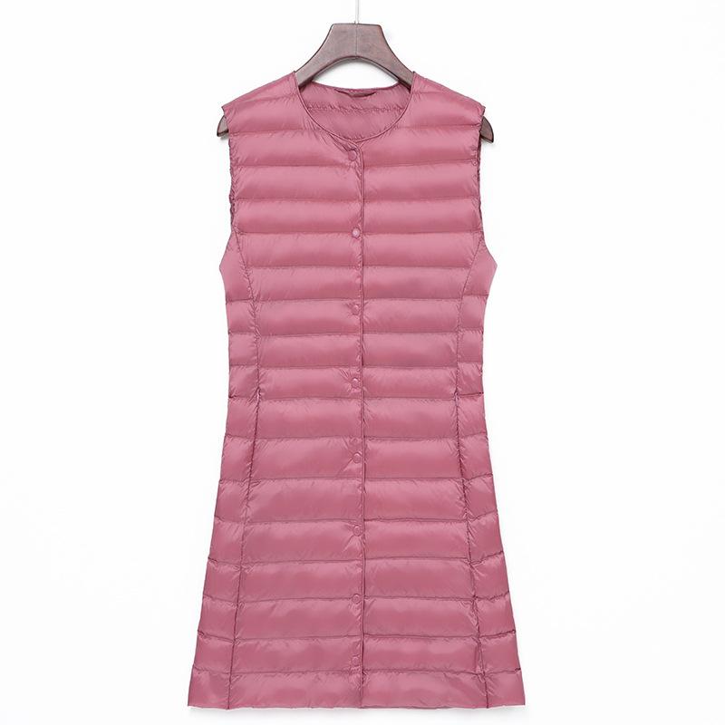 Medium and old light down jacket round neck liner women's winter vest medium and long inner with large size vest jacket