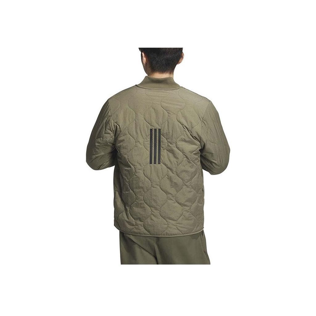adidas Three-Stripe Logo Warm Windproof Sports Casual Cotton Jacket Men Outerwear Olive-Green JE8570