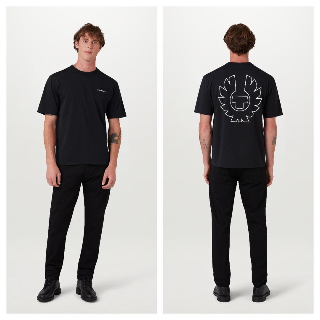 Футболка Belstaff с двусторонним принтом логотипа, Унисекс, Белая, Повседневная, с британским мотоциклетным наследием, Минималистичный стритвир, Для повседневного ношения 4XL