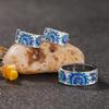 Silver Plated Blue & White Enamel Flower Pattern Ring, Vintage Turkish Art Inspired Band Ring for Women