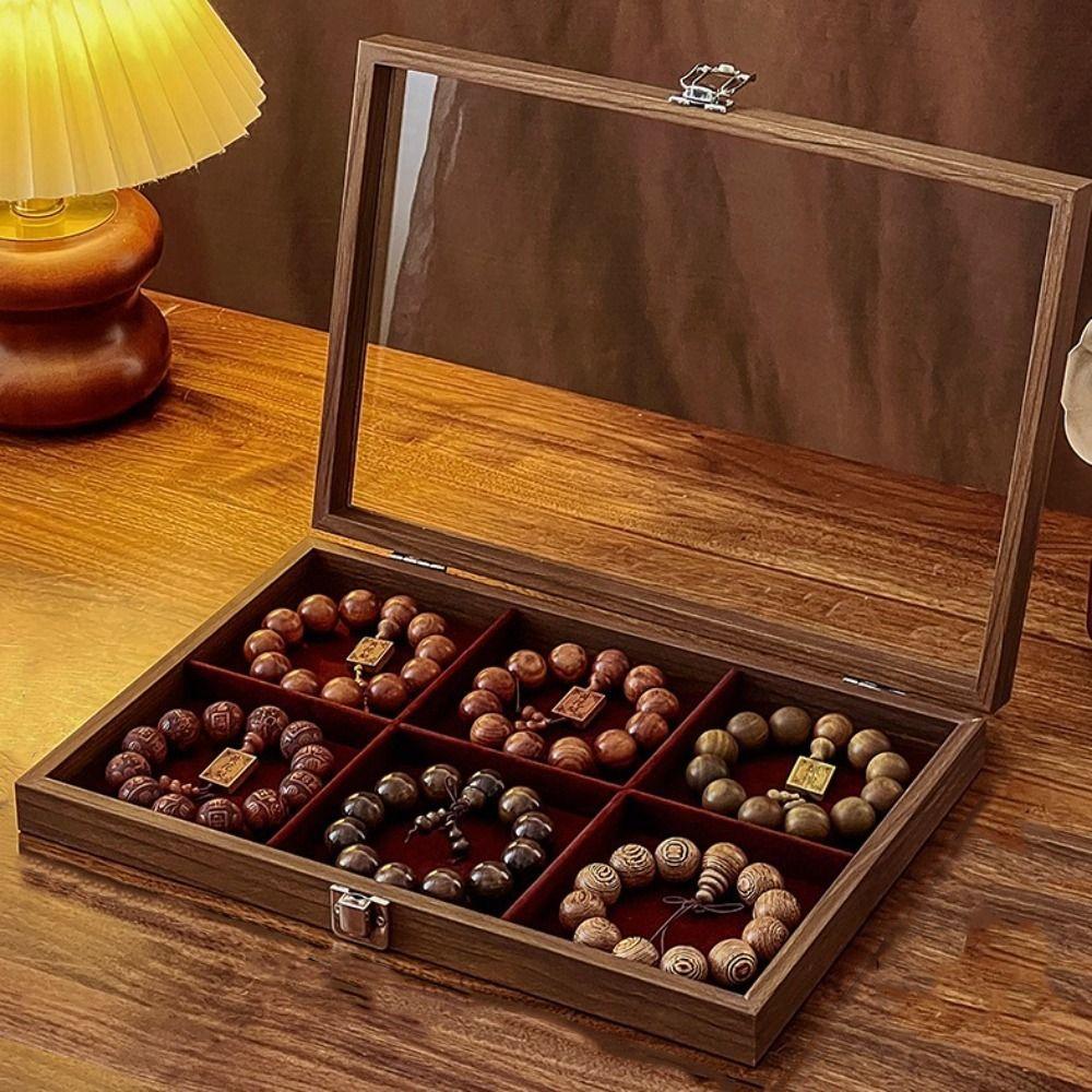 Dust-proof Wooden Jewelry Tray Velvet Jewelry Holder Case Jewelry Storage Box  Jewelry Storage