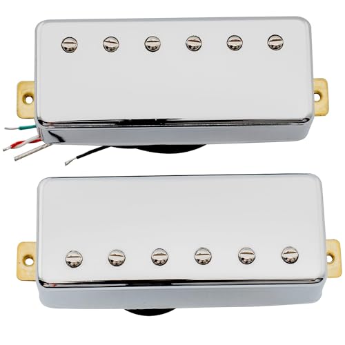Artec MLA97 Alnico 5 Covered Mini Humbucker Pickup Neck/Bridge PU Set for Electric Guitar, Chrome