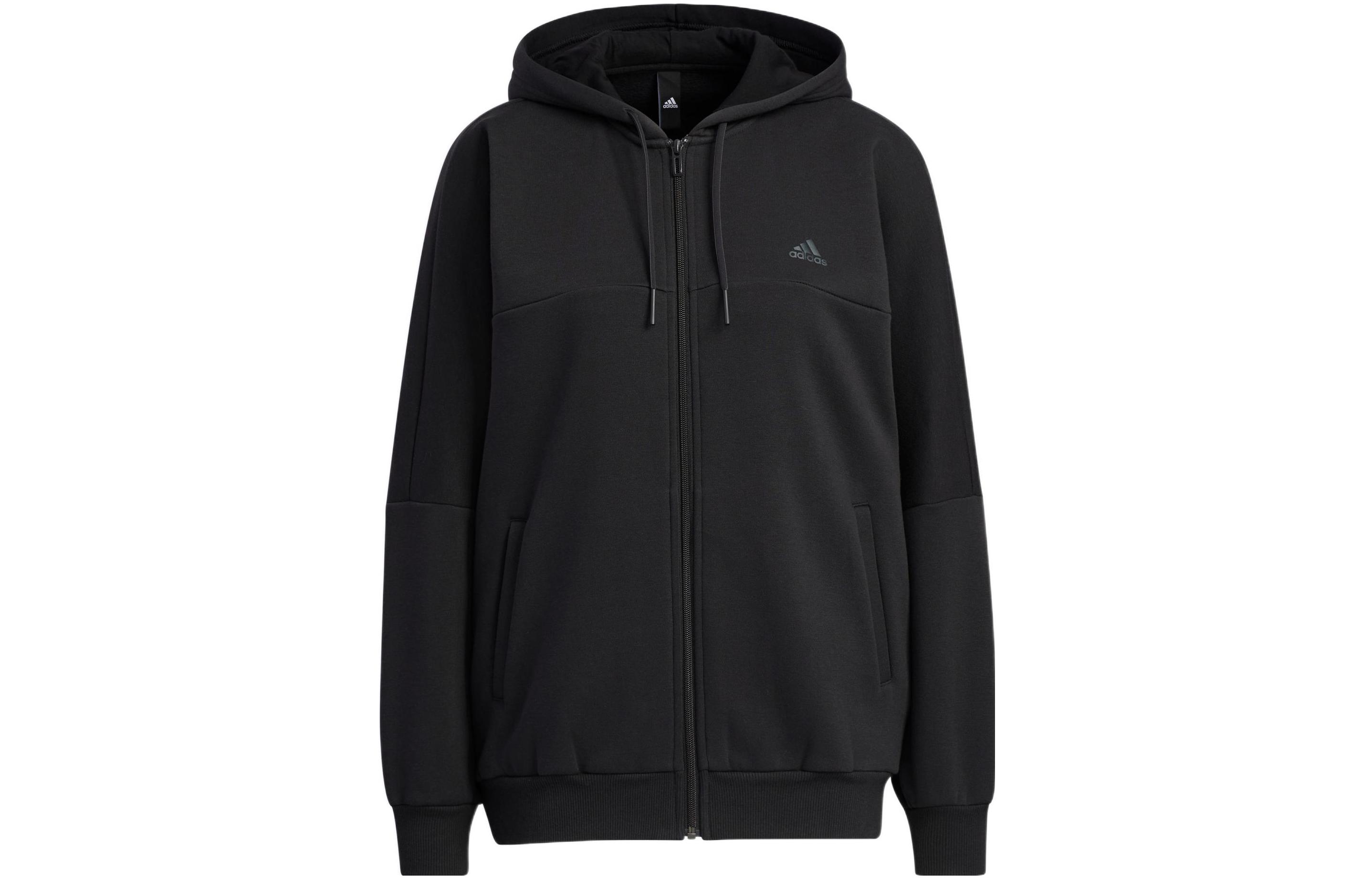 adidas Wording Oversized Fit Fleece Full-Zip Hoodie Black HM2814 M