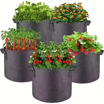5 пакетів Grow Bags 5 галонів Plant Grow Bags Багатоцільові горщики з нетканого матеріалу з міцними ручками, садові горщики для саду на відкритому повітрі для овочів, фруктів