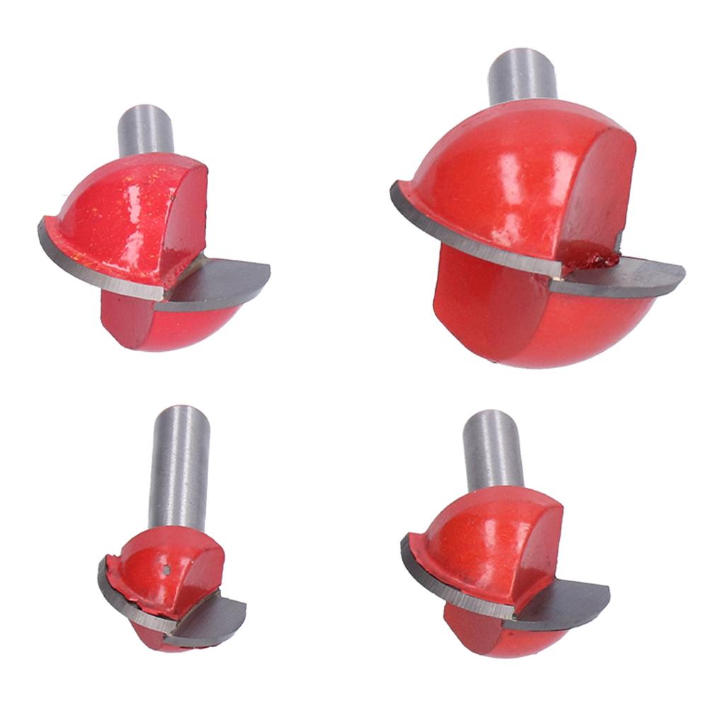 4Pcs Bowl Router Bit Ball Bearing Dish Carving CNC Milling Cutter Arc Digging Trimming Tool