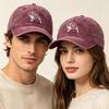 Print Design Peaked Cap Washed Finish Adjustable Cap Perfect Sun Hat  Camping Hiking