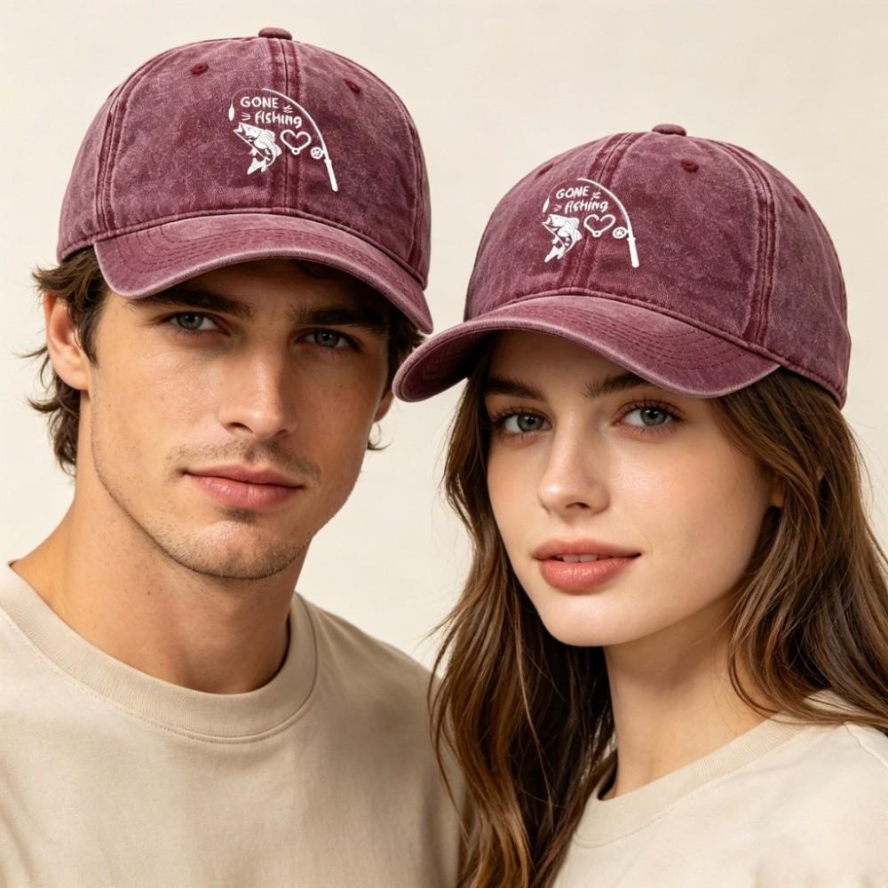 Print Design Peaked Cap Washed Finish Adjustable Cap Perfect Sun Hat Camping Hiking