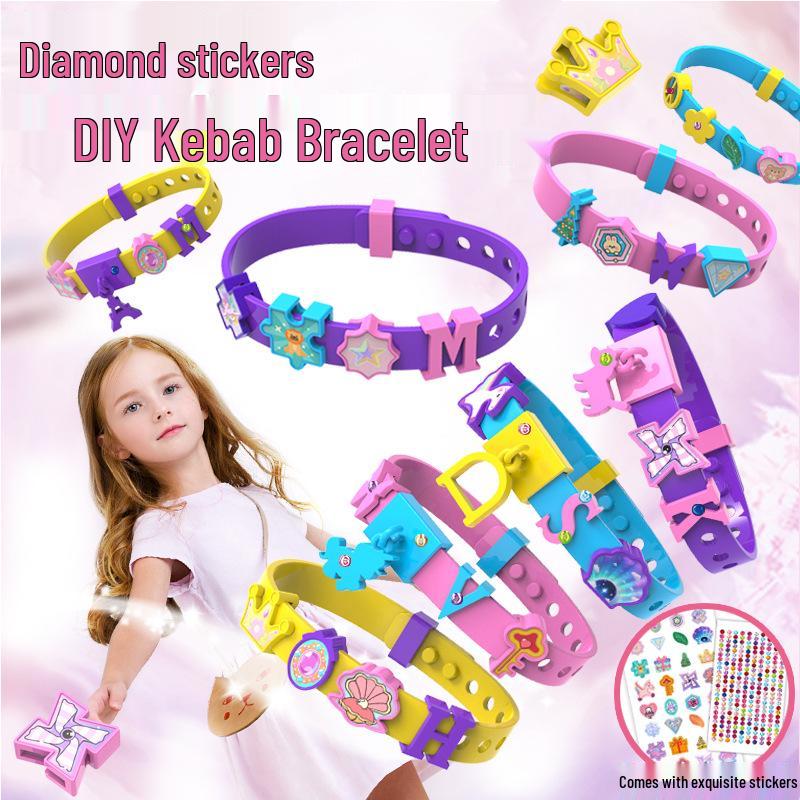 DIY Beaded Bracelet & Watch Strap for Girls - Educational Cartoon Design with Letters
