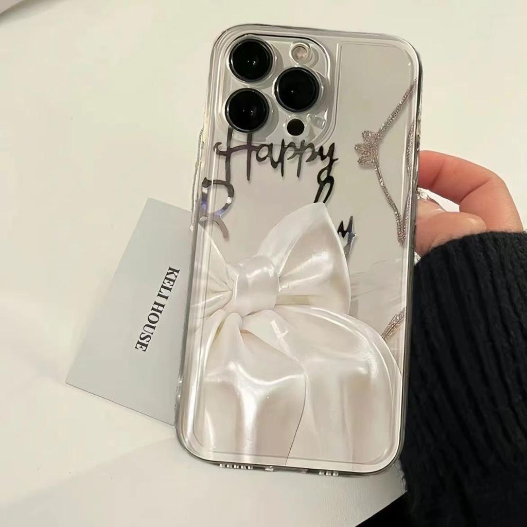 Bow Apple 15Promax Mobile Phone Case iPhone13ro/12/11 Soft Case XR/XS Transparent SE3 Niche