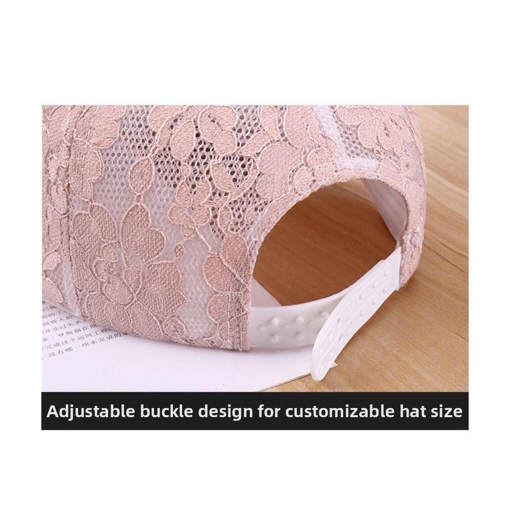 Verstellbare Baseballkappe mit floraler Spitze Atmungsaktiver Streetwear-Hut Modischer Netz-Baseballhut Für Damen