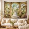 Arched Greenhouse Floral Garden Wall Tapestry Vintage Flower Wall Hanging Aesthetic Living Room Home Decor Housewarming Gift