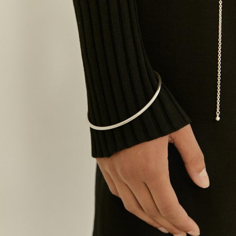 LUNNE Silver 925 3mm Point Bangle Bracelet #LSB15