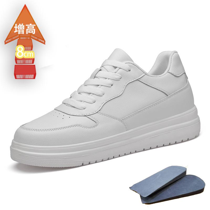 

Невидимое увеличение внутреннего роста на 8 см, туфли на платформе, белые туфли, туфли-маффины, низкий верх, поверхность из коровьей кожи, спортивная обувь, повседневная обувь 46