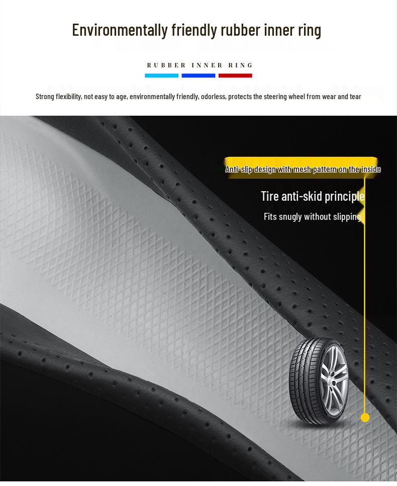 Luxgen Universal Genuine Leather Steering Wheel Cover for You6, U5MPV, Da7, Rui3, Na5, U6U - Four Seasons Grip